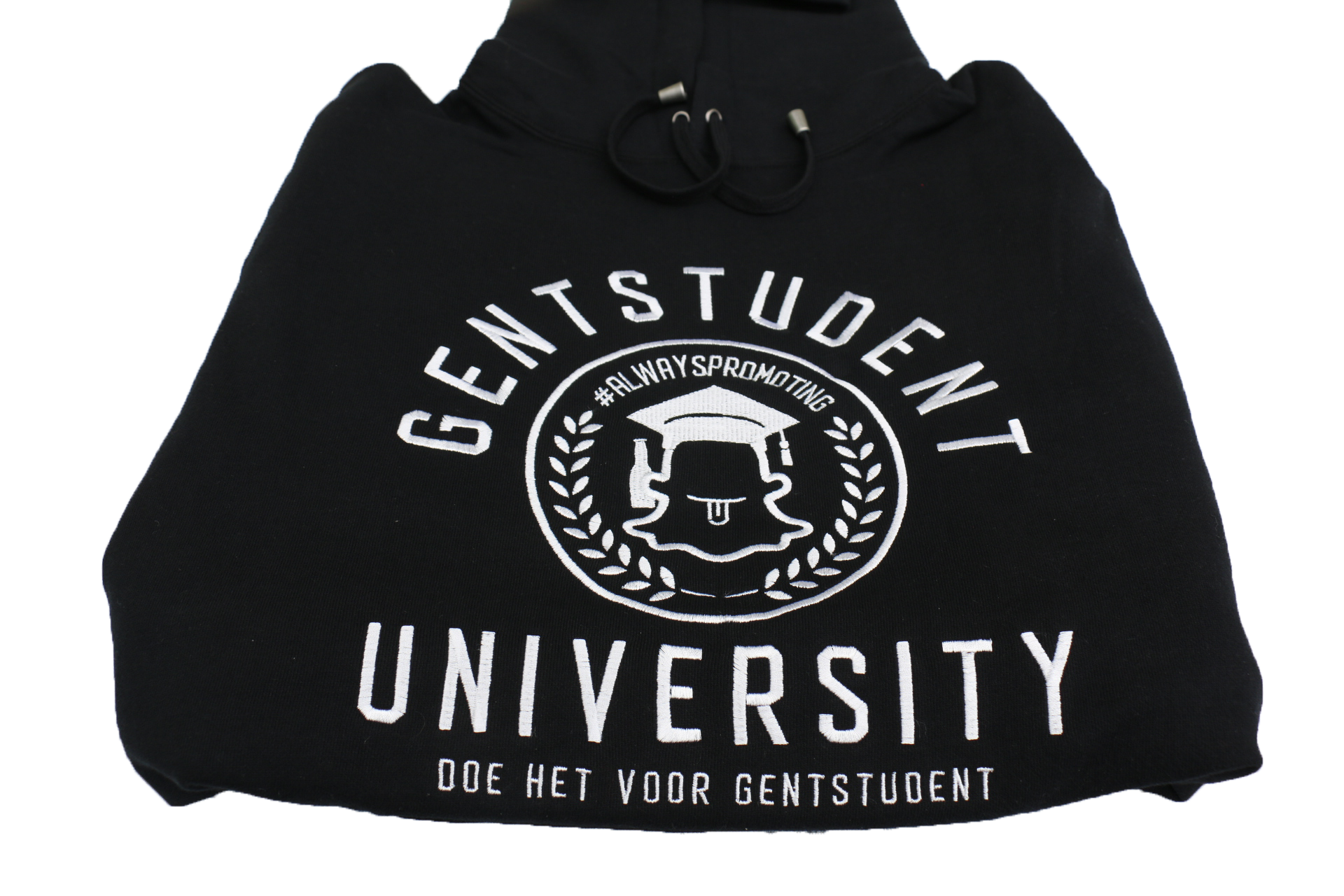 Geborduurde Gentstudent Hoodie Zwart